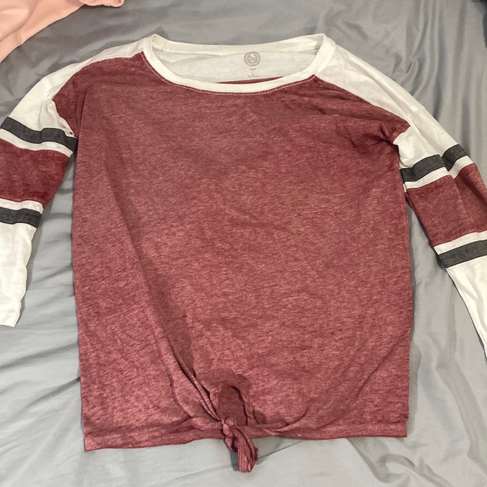 rustic vintage red white and blue tie longsleeved T-shirt